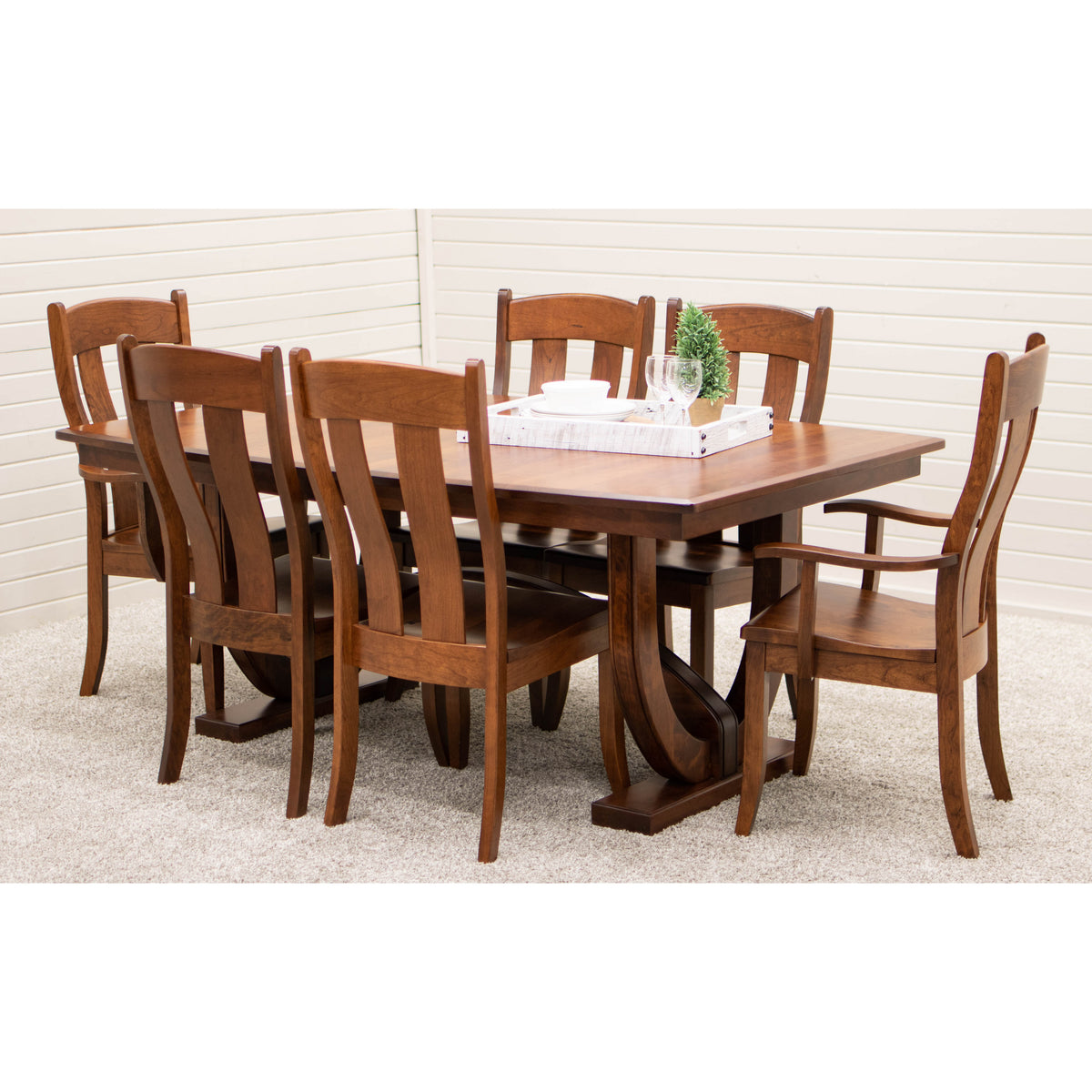Amish Wood Dining Set for 6 People | Dining Table Set for 6