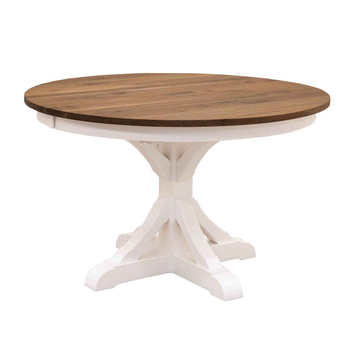 Newport Round White & Wood Dining Table | Maple & Walnut Wood