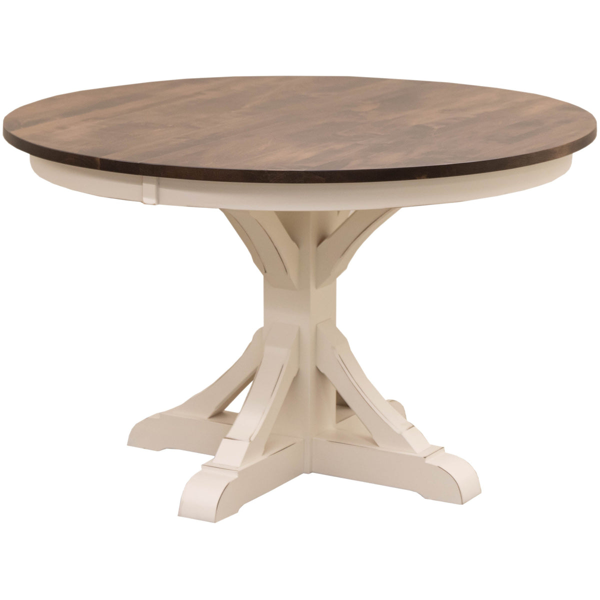 Newport Round White & Wood Extending Dining Table | Solid Maple Wood