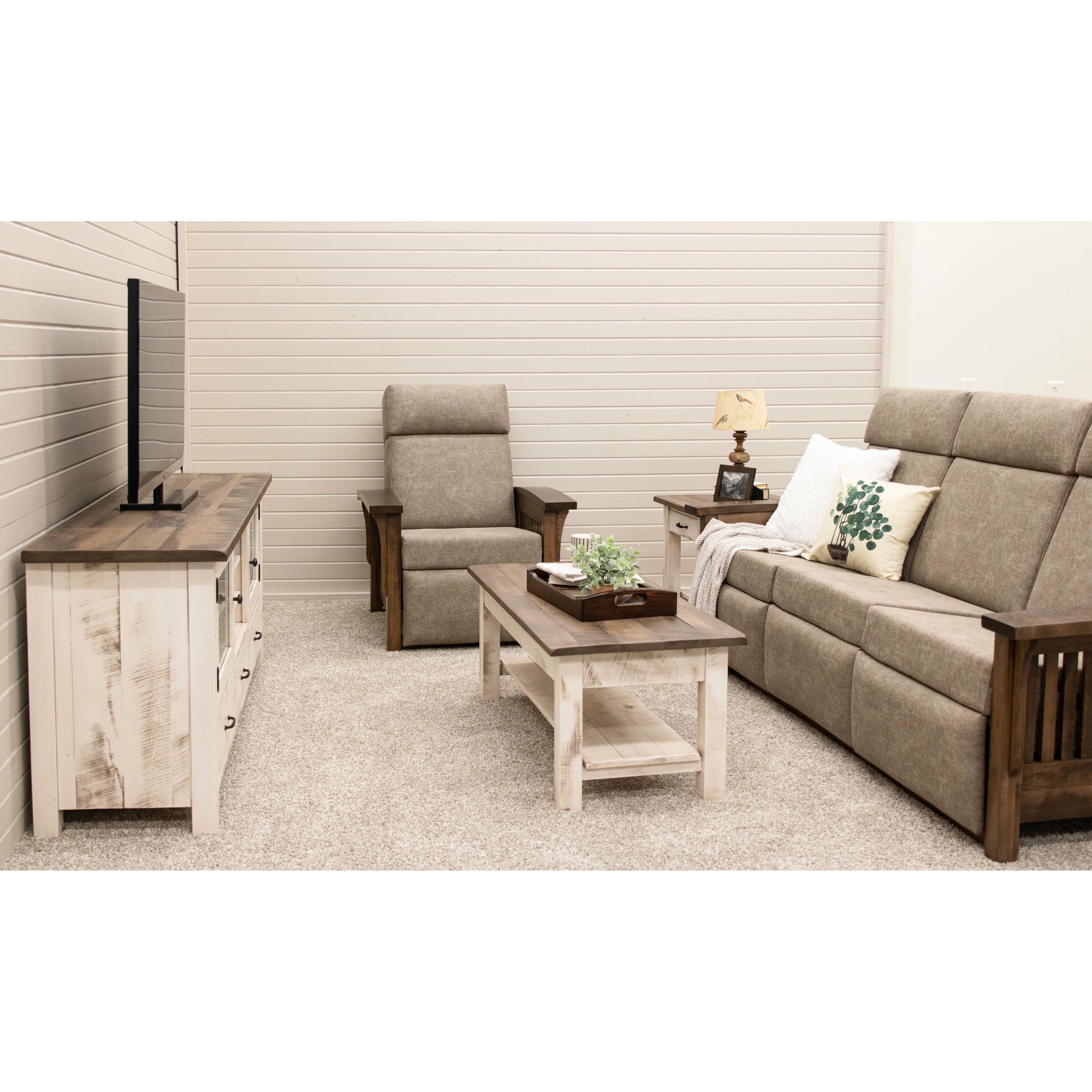 Mission Wallhugger Reclining Sofa with Wood Arms