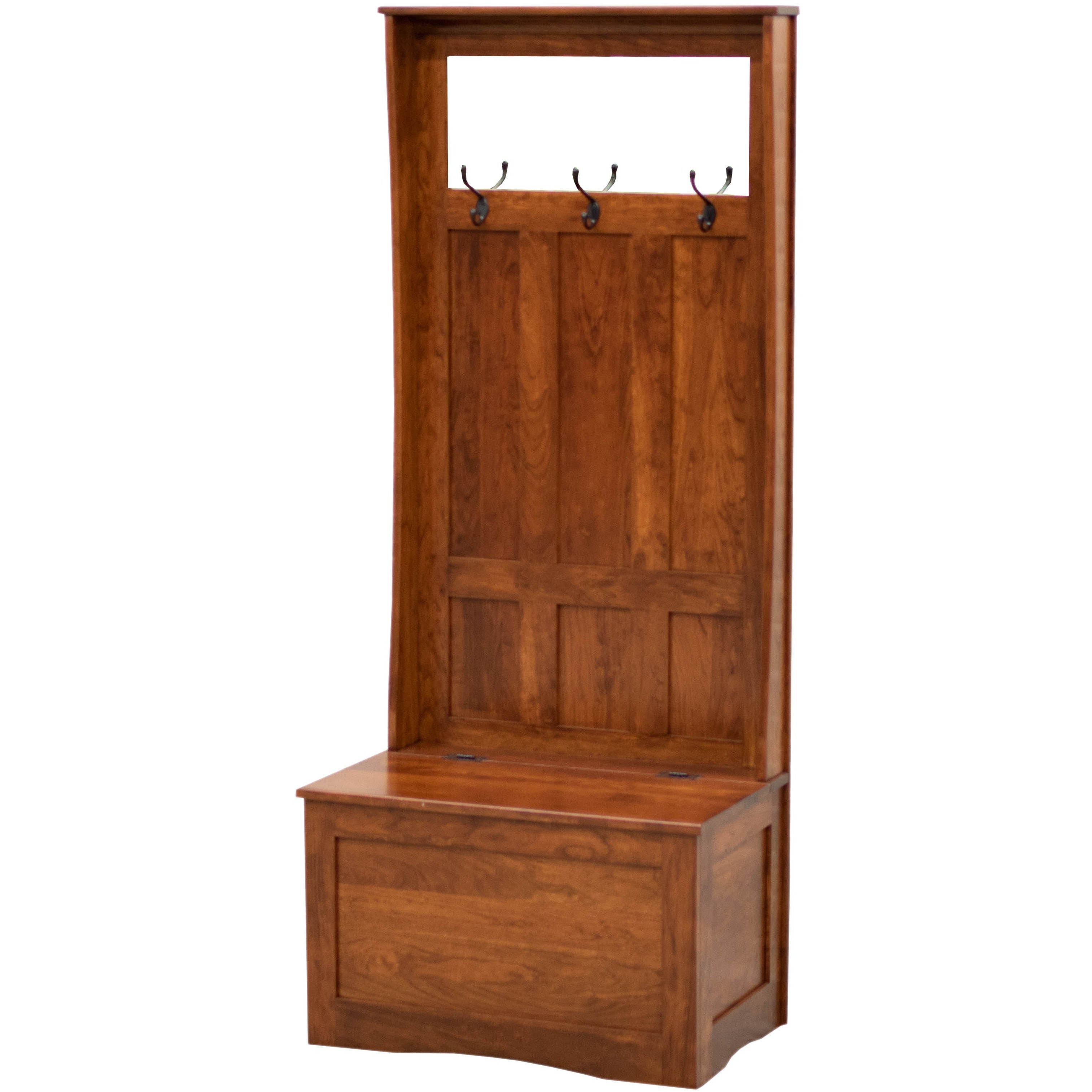 Shaker Solid Cherry Wood Hall Tree Bench in Cherry Color