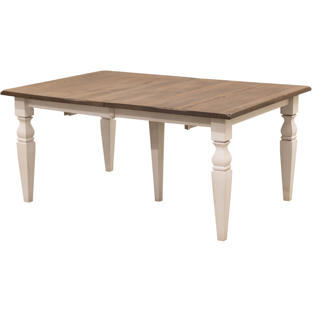 Classic Turned Cam Leg Solid White & Maple Wood Extending Dining Table